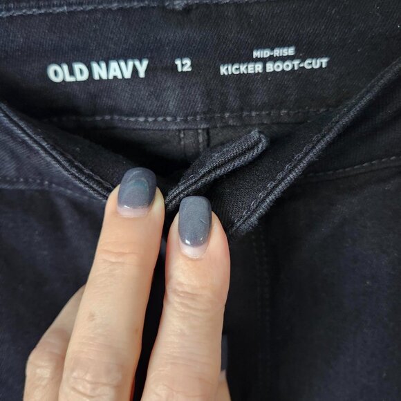2 Pair Old Navy Kicker Boot Cut Jeans - Blue and Black - Size 12 - NWT - Picture 9 of 9